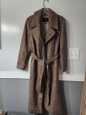 Banana Republic Brown Plaid Belted Trench Coat
